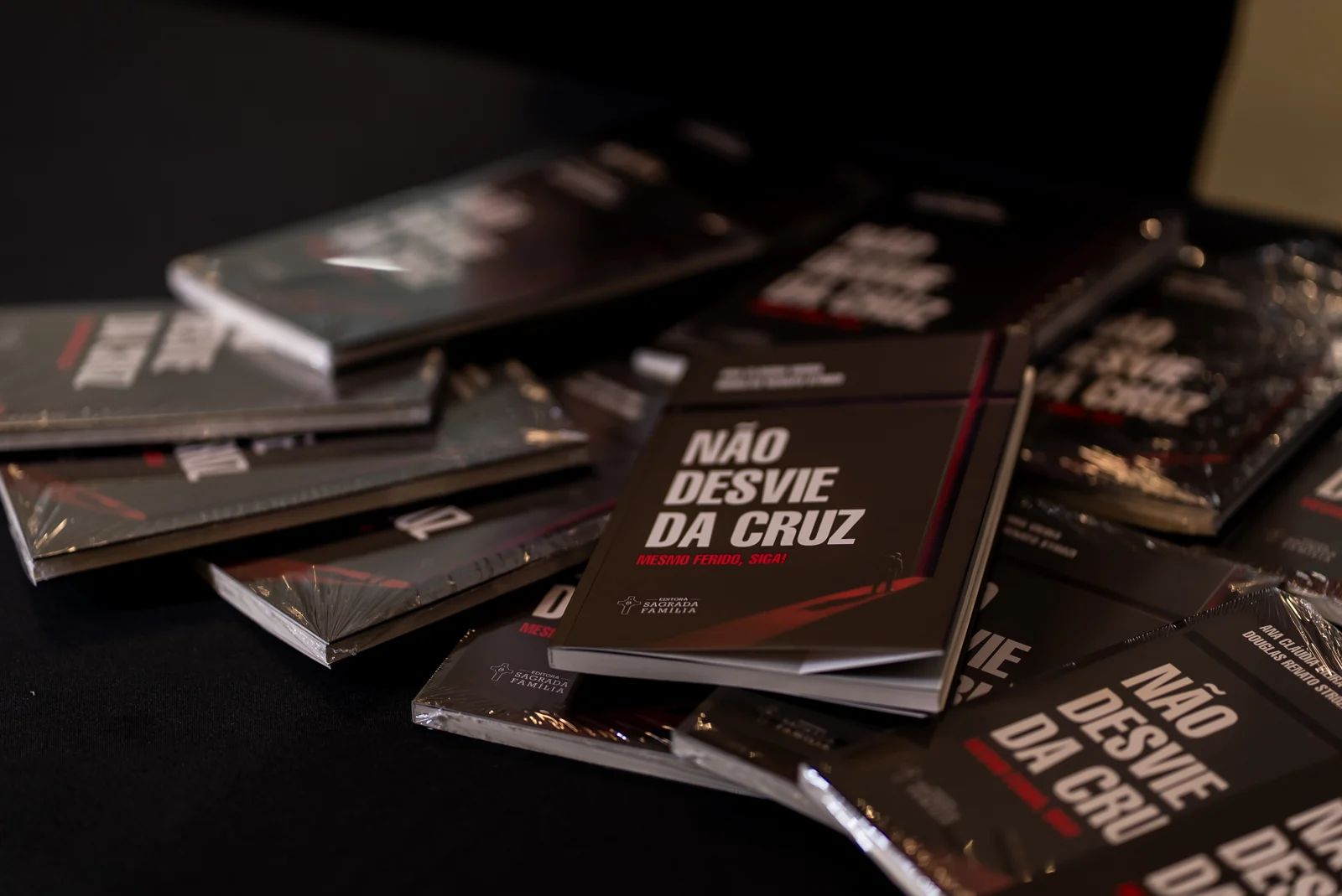 Exemplares do livro em uma mesa